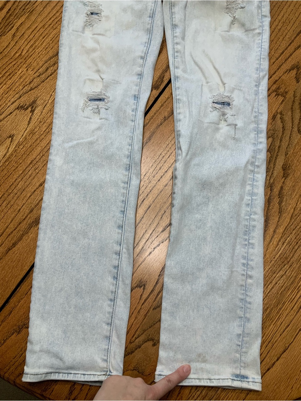 American Eagle Airflex+ 360 Slim Patched Distressed Jeans Men's 28x32 Light Wash